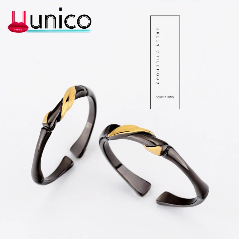 

UUNICO 925 sterling silver rings for women jewelry Couple ring gift Mozhu gold leaf anillos mujer First anniversary