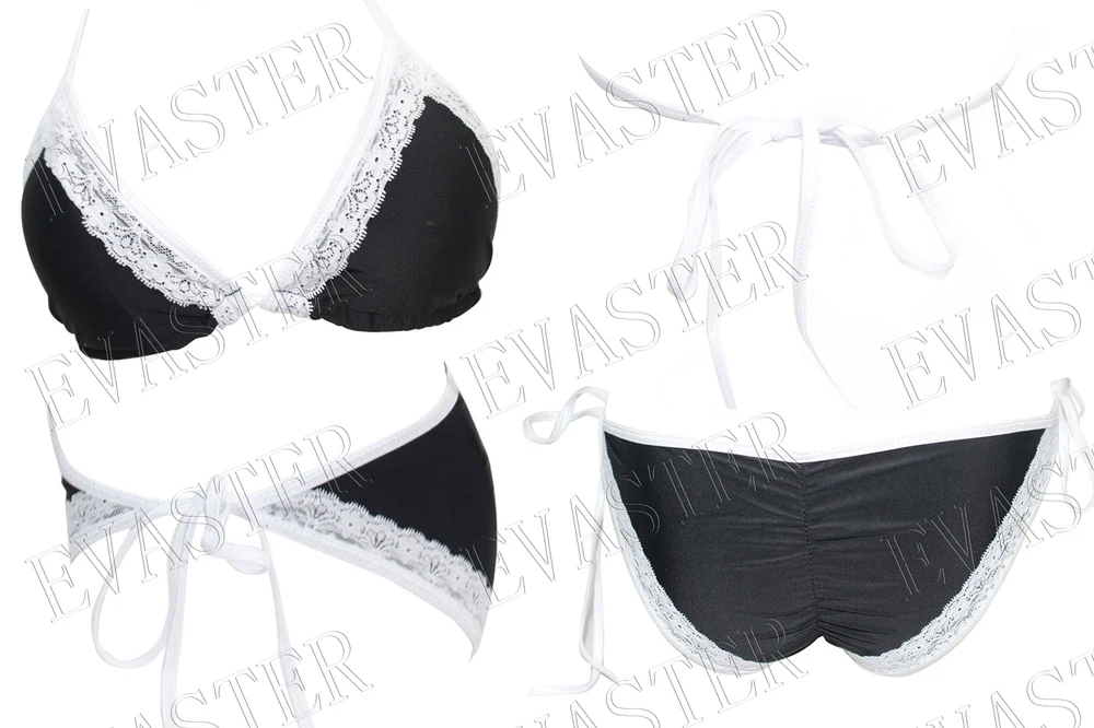 Sweet Adorable String Lace Swimwear Double Flat White sexy swimsuits for women |