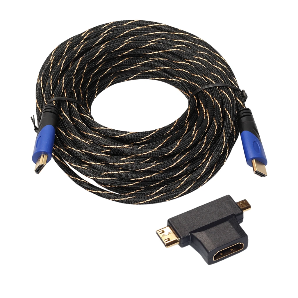REXLIS 3 в 1 HDMI Наборы нейлоновая сетка тонкий плетеный кабель V1.4 + Micro &amp Mini конвертер