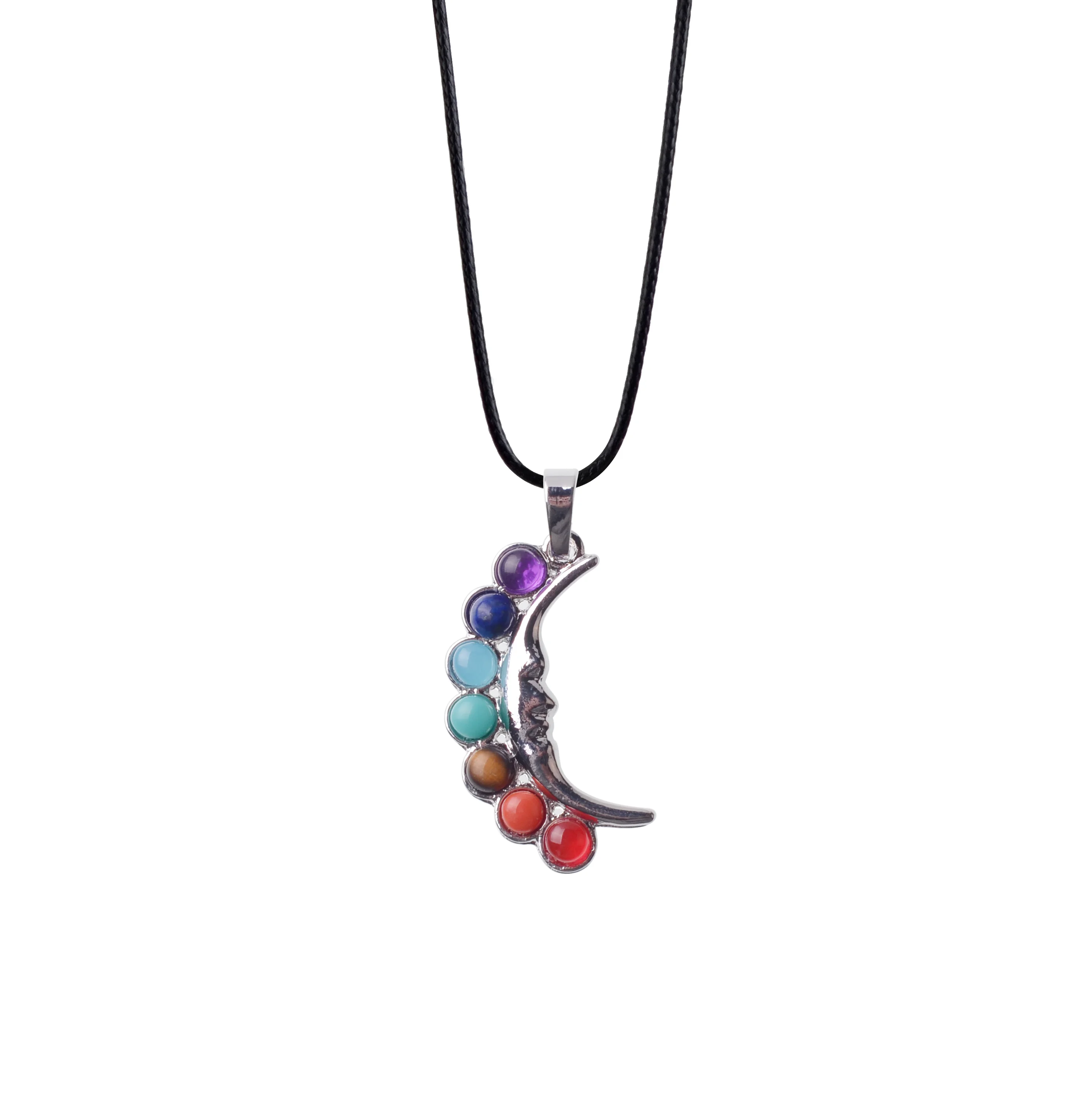 color 6 SEVENSTONE натуральный 7 чакра камень Йога Бохо прибытие цветок жизни Подвески символ рейки здоровье подвеска, амулет, ожерелье ювелирные изделия - Окраска металла: color 6