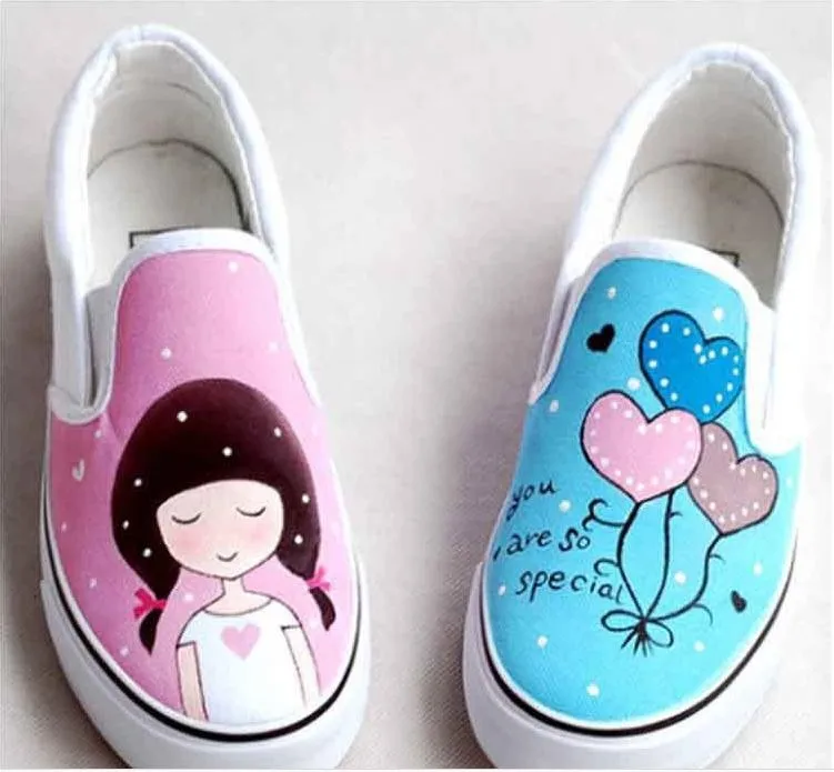 Весенние женские парусиновые туфли Раскрашенные вручную большие размеры