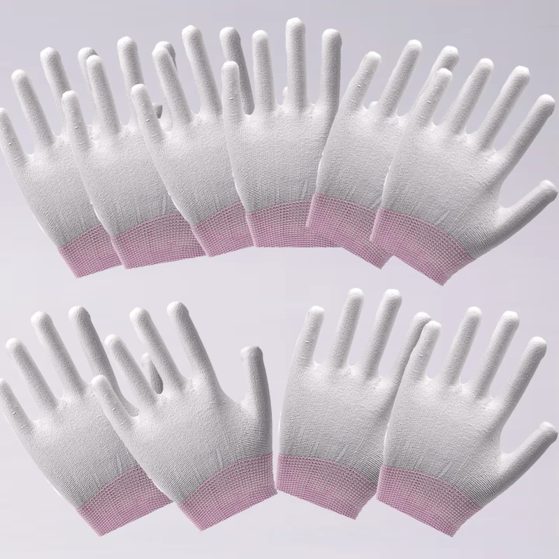 10 пар низкая цена зазор антистатические белые защитные перчатки нейлон ПУ с