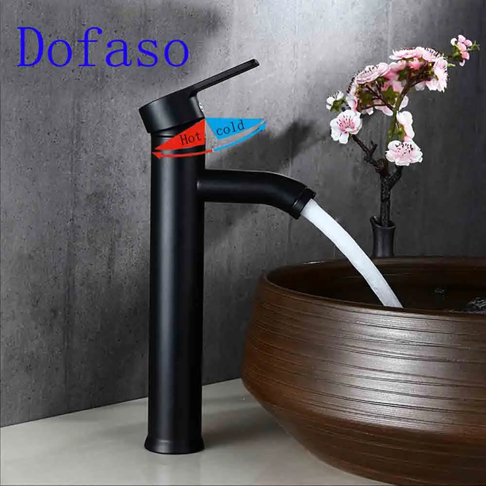 Dofaso Черный твердый 304 Смеситель для ванной комнаты холодной и горячей воды с