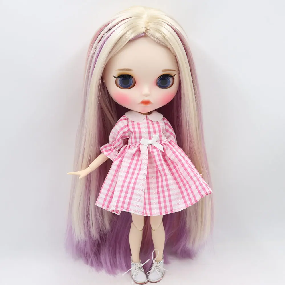 ICY Nude Blyth кукла для No. BL6025/2137/6122 блонд смешанный фиолетовый и розовый волосы резные губы матовые лица шарнир тела 1/6bjd