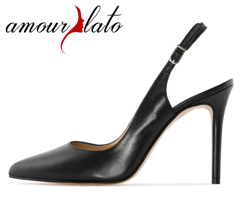 

Amourplato Women's Pointed Toe Slingback pumps Ankle Strap Pumps Closed Toe Summer Comfort Party Dress Court Shoes Size US5-13