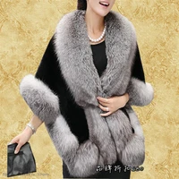 2021 winter faux fox fur mink rabbit poncho cape bridal wedding shawl cape women vest body warmer fur coat