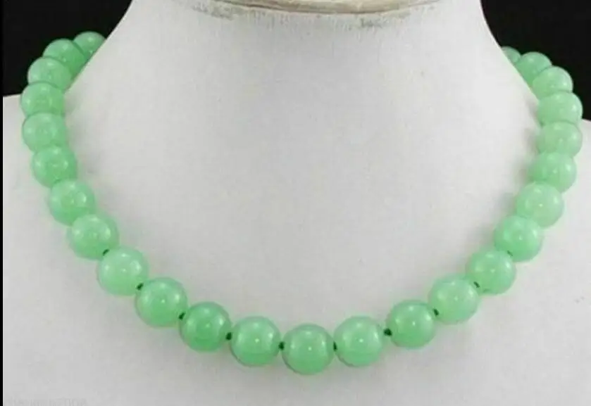 

AAA Natural 10MM Round Green Bead Necklace 18" 36"