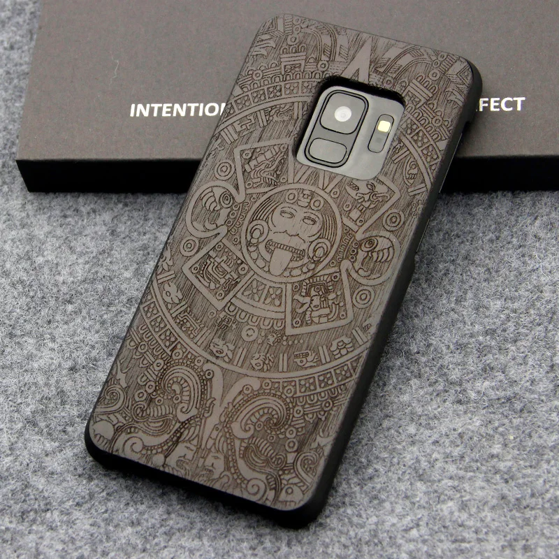 for Samsung S9 case Galaxy plus cover shockproof protective capas coque real Wood carving phone cases |