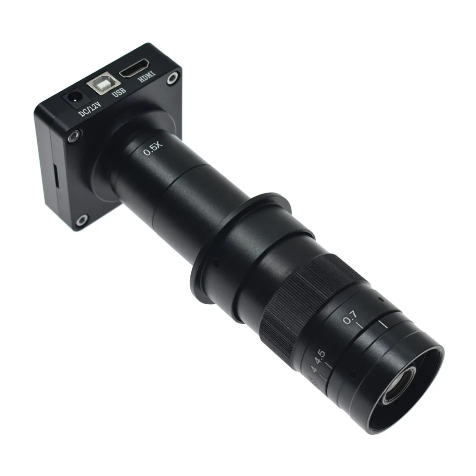 with 10X-180X Lens 36MP 1080P 2K 60FPS HDMI USB промышленный видео микроскоп камера+ 180X 300X 360X 600X Регулируемый зум C-mount объектив - Цвет: with 10X-180X Lens