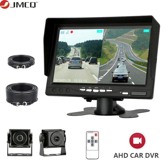 JMCQ 1280*720 7icnh два Сплит AHD автомобильный монитор IPS экран 2CH с SD записью ночного