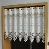 rural style half curtain for kitchen cabinet door leaves flower embroidered wear curtain blackout curtain embroidery hem curtain