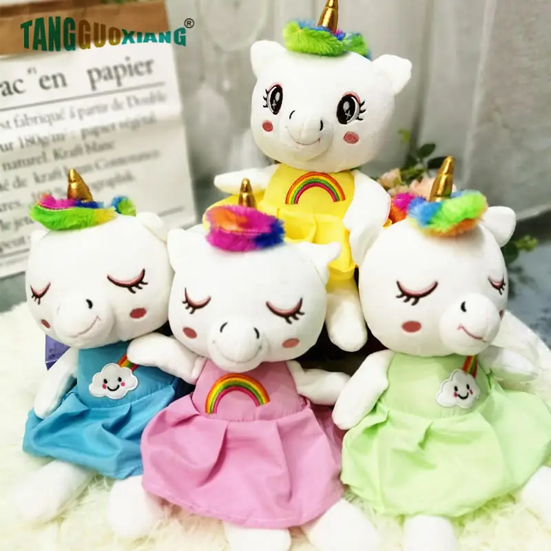 

38cm Cute Rainbow Skirt Unicorn Plush Toys Soft Horse Pillow Children Birthday Gift Lovely Kids Toy Stuffed Christmas Present