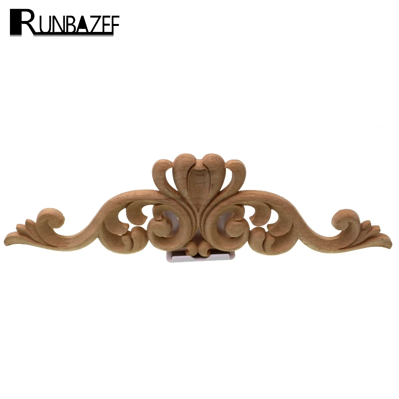 

RUNBAZEF Boutique Lots Wood Carved Long Onlay Applique Unpainted Flower Walls Cabinets Door Decor Type Home Decoration Figurine