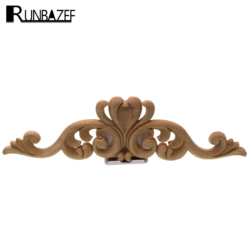 Фото Runbazef бутик много Деревянные Резные длинные накладка аппликация Неокрашенный цветок стены шкафы двери декор Тип украшения дома фигурка №1
