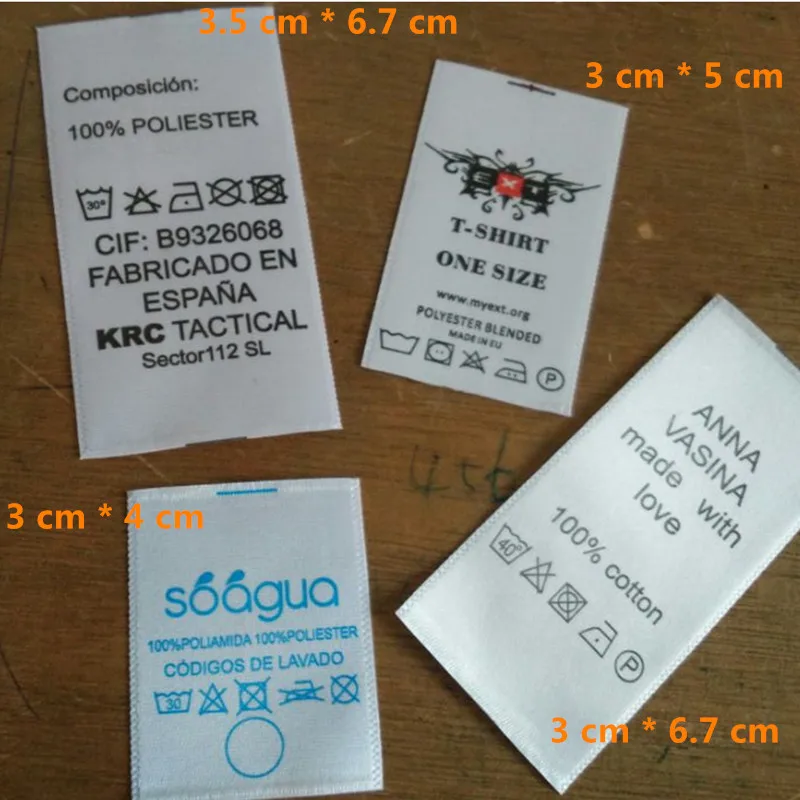 1000 шт. 100% полиэстер надпись Мягкая атласная ткань Женская белая этикетка по