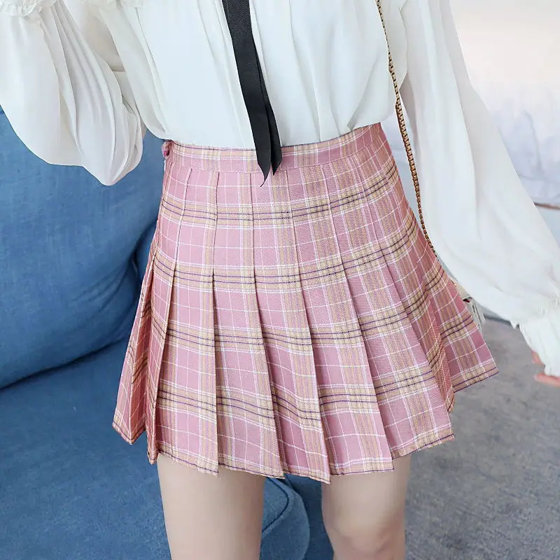 

Harajuku High Waist Plaid Skirt Pleated Women Summer 2019 Korean Gothic Skirts Schoolgirl Streetwear Plus Size Sexy Skirt Tumblr
