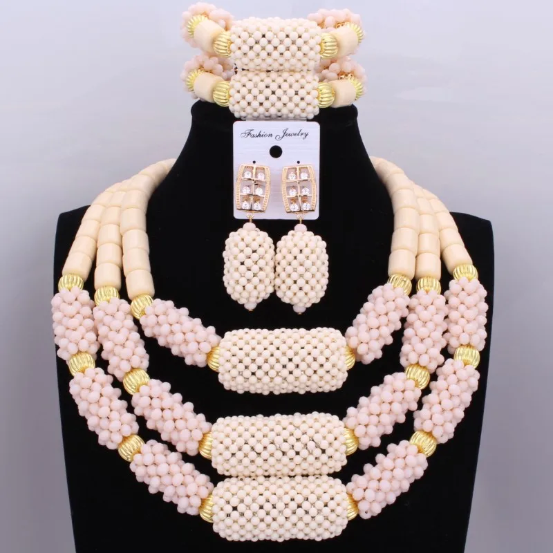 

Fashion Jewelry CoralTri-color Beige Necklaces Bridal Jewelry Sets Free Shipping New Arrivals