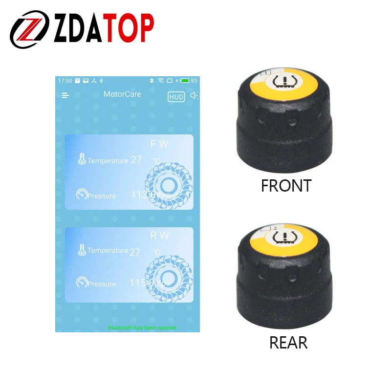TPMS мотоцикл Bluetooth контроль давления в шинах для IOS/Android 2 внешние датчики с