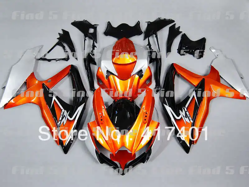 Оранжевый серебристый черный обтекатель для GSX R600 R750 08 10 GSXR 600 750 GSXR600 GSXR750 09 2008 2009