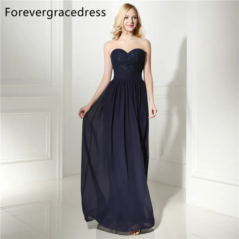 Forevergracedress фактические фотографии Темно-синие вечернее платье без рукавов Милая