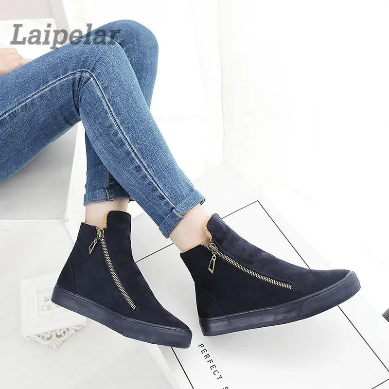 

Women Ankle Snow Boots Female Flock Zipper Winter Sneakers Warm Plush Women Casual Shoes Sapato Feminino Laipelar