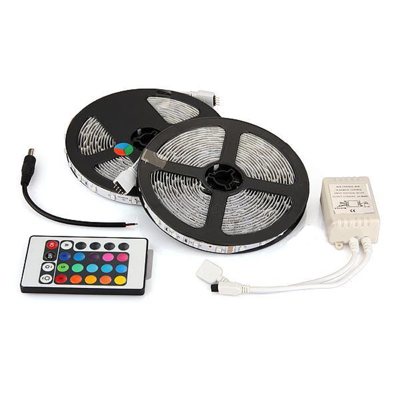 10 м (2X5m) 3528 SMD 600 Светодиодная лента RGB с 24 клавишами ИК пульт дистанционного