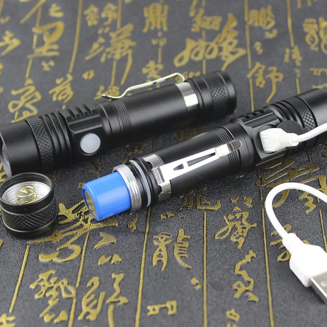 Мини Ультра яркий телескопический зум светодиодный фонарик usb зарядка