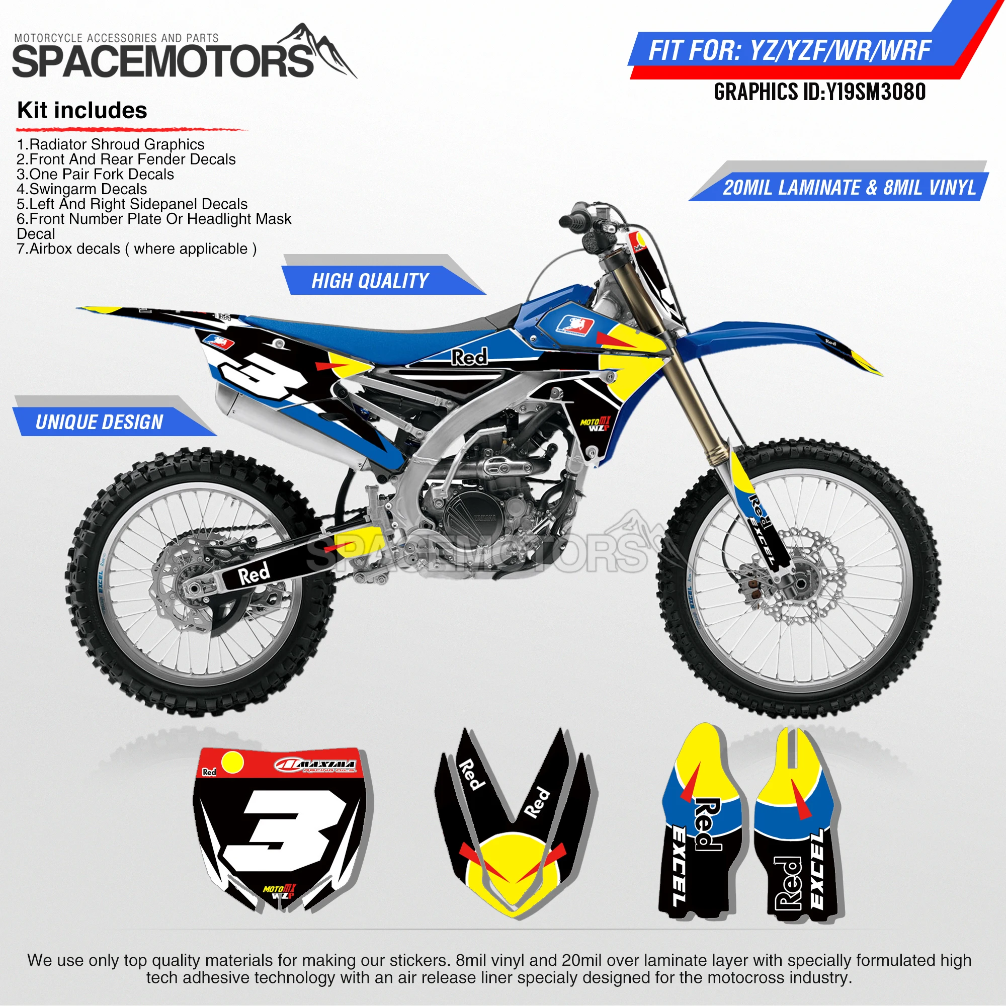 MotoSpace персонализированные графические фоны наклейки 3M для YAMAHA YZF250FX 14 18 YZF250 2019 YZF450