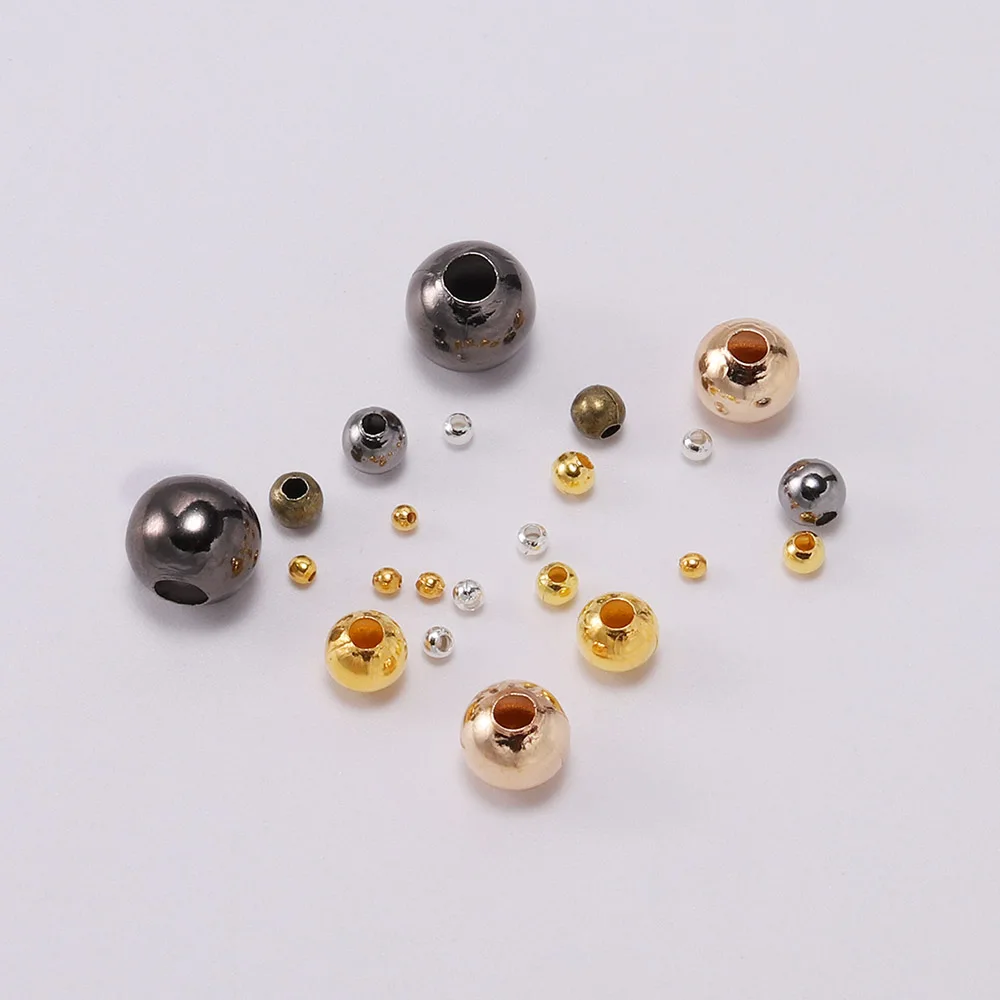 

30-500pcs Gold 3 4 5 6 8 10mm Metal Beads Smooth Ball Spacer Supplies Beads For Jewelry Making DIY Necklace Bracelet Anklet