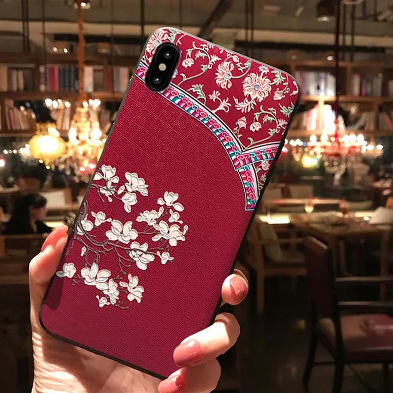 JIBAN для samsung S10plus Note9 S8plus Capa китайский стиль тисненый античный рукав силиконовая