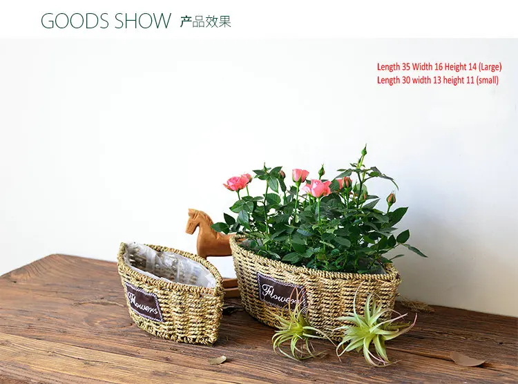 

1 pcs Farmhouse style rattan wicker portable basket flower pot creative home decorations