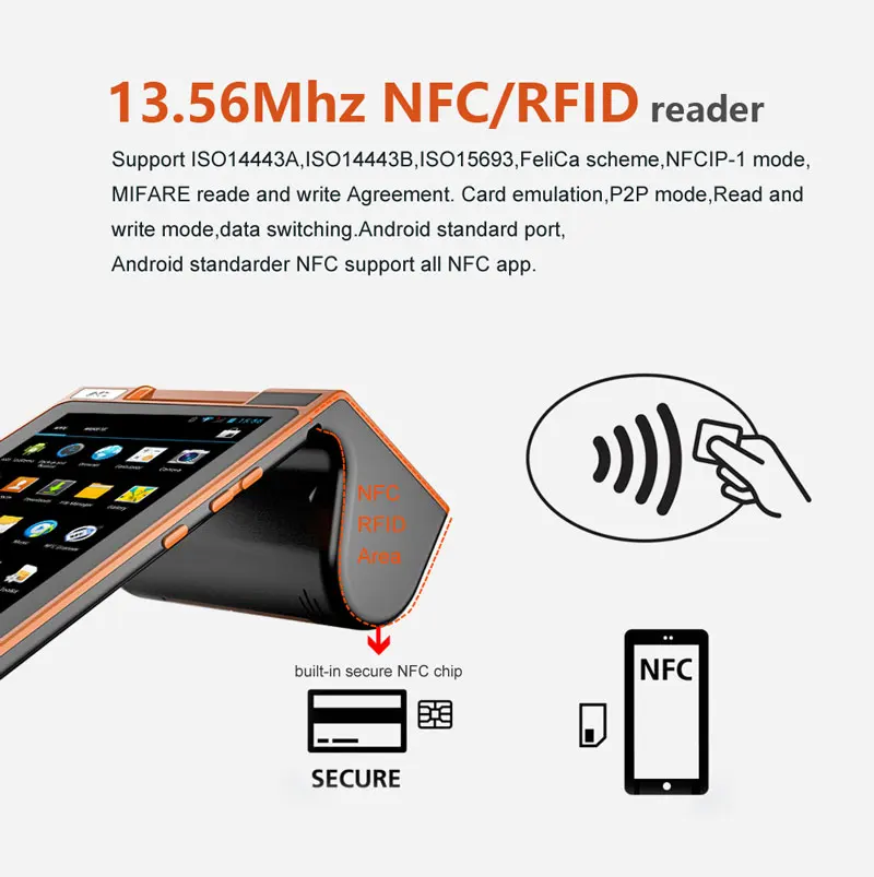 Android POS терминал оплаты заказ в ресторане сенсорный экран с принтером и NFC