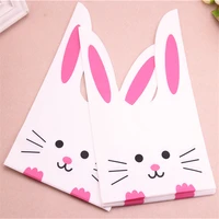 wholesale 50pcslot cute rabbit ear biscuit bag moisture proof plastic candy bags for wedding eventparty snack packaging bags