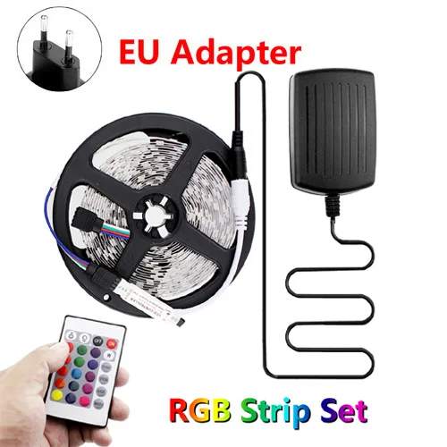 RGB Strip Set - EU 5 м светодиодный светильник 12 В Smd 2835 Rgb светодиодный светильник Водонепроницаемая Rgb Светодиодная лента Epistar 60 светодиодов/м Светодиодная лента 12 В с пультом дистанционного управления - Испускаемый цвет: RGB Strip Set - EU
