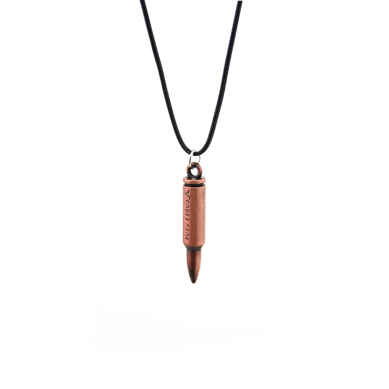 

Original New Men's Leather Chain Bullet Choker Necklace Vintage Gold Counter Strike Gun Bullet Chocker Necklace Men Jewelry Gift