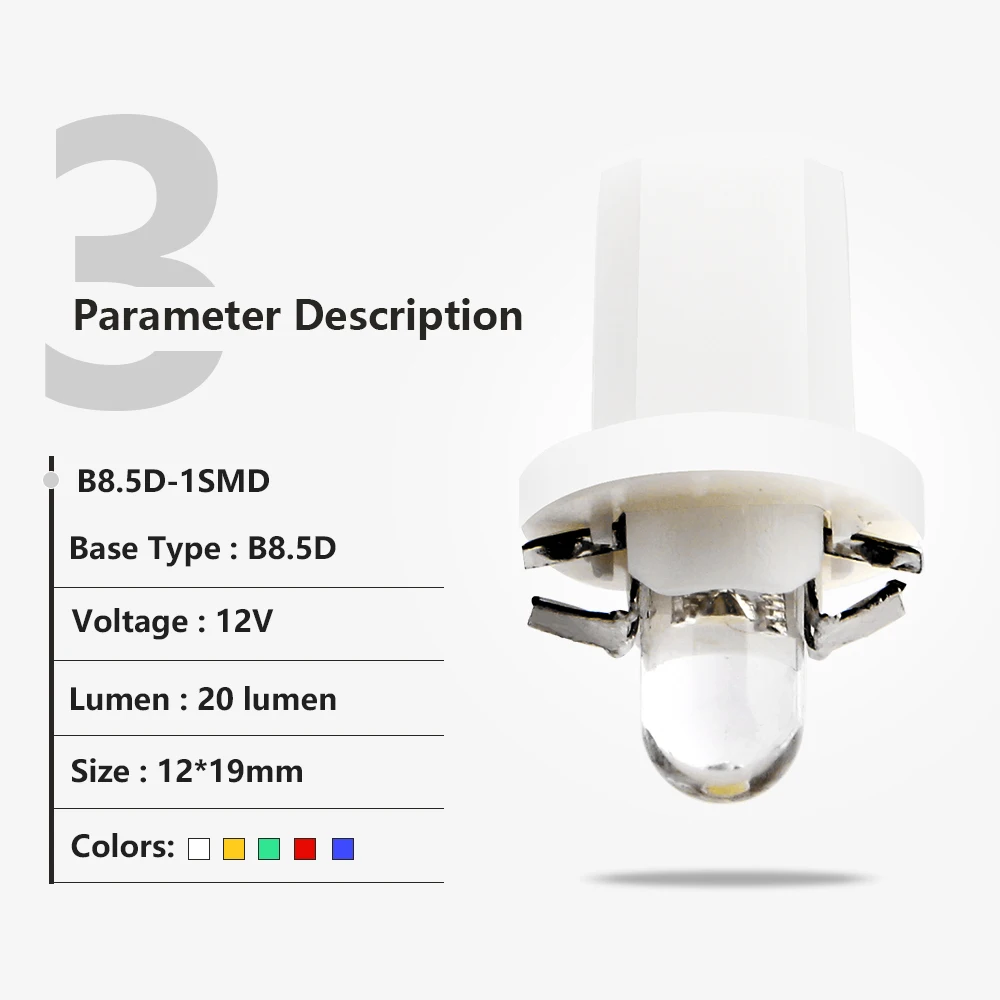 20 500 шт. оптовая продажа T5 B8.5 розетка 1 светодиодный прибор для приборной панели