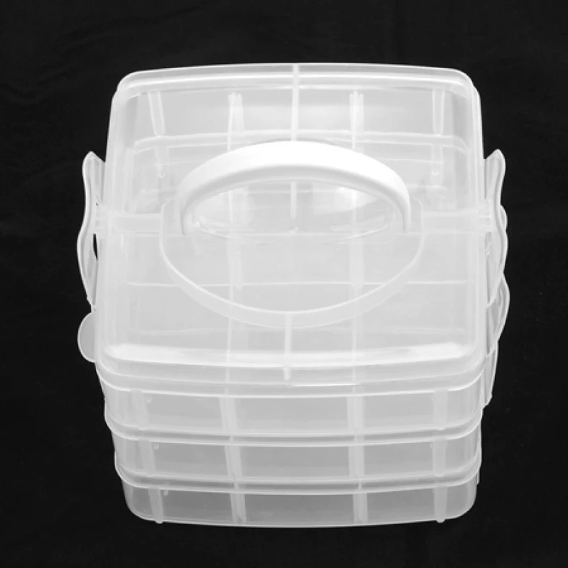 3 Layers/Box 155x160x130mm Clear Rectangle Plastic Bead Containers with 48x71~51x72mm Total of 18 Compartments Holder Organizers|plastic bead