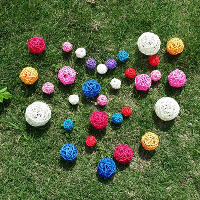 

3 см разноцветный детский сад школьная подвеска Украшение круглый ротанговый шар свадебное и Рождественское украшение для вечеринки