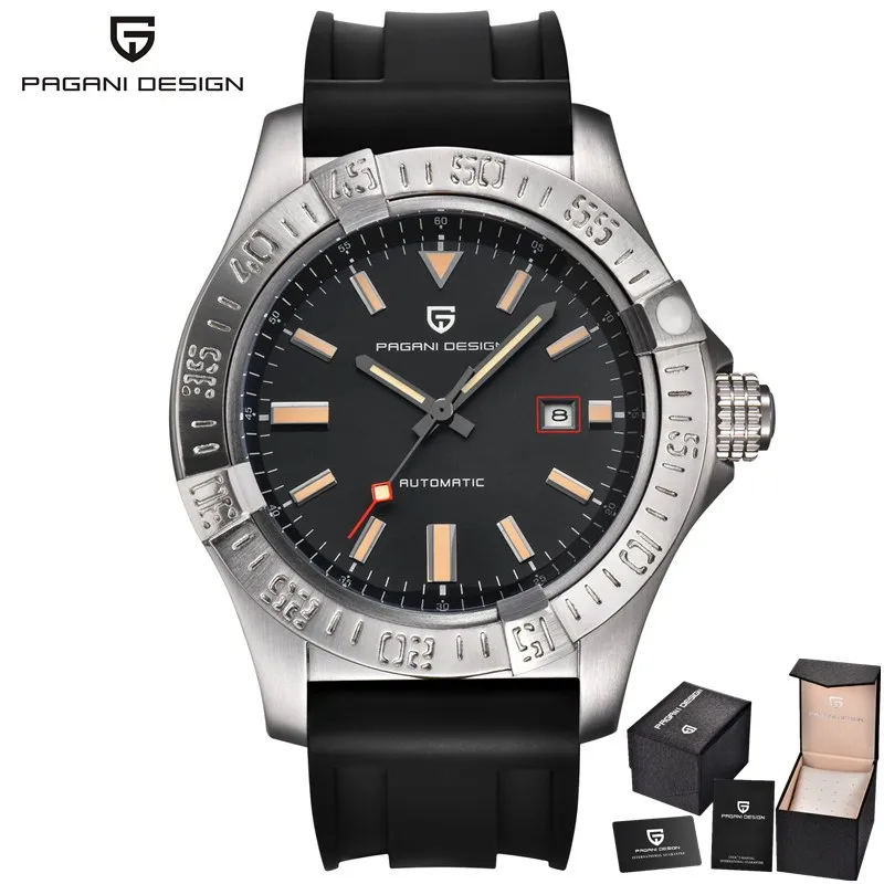 PAGANI Дизайн повседневные модные часы Reloj Hombre люксовый бренд водонепроницаемые противоударные автоматические механические часы Relogio Masculino - Цвет: silver orange