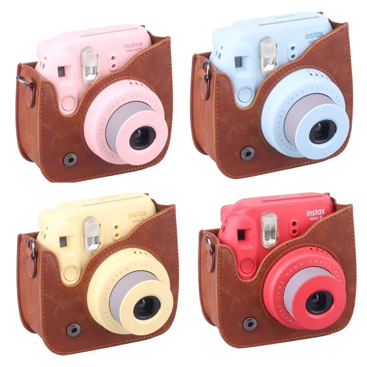 Коричневая сумка из искусственной кожи на ремне чехол для FUJIFILM Instax Mini8 Mini 9