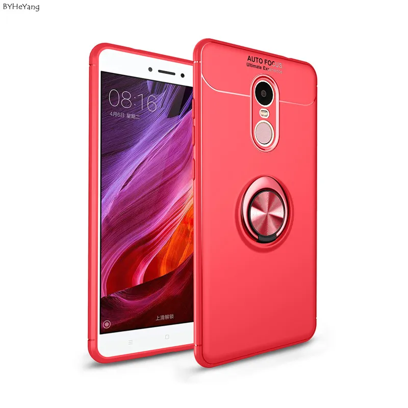 BYHeYang Ring Phone Case For Xiaomi Redmi Note 4 Global Version Car Holder Stand Full 4X Pro |