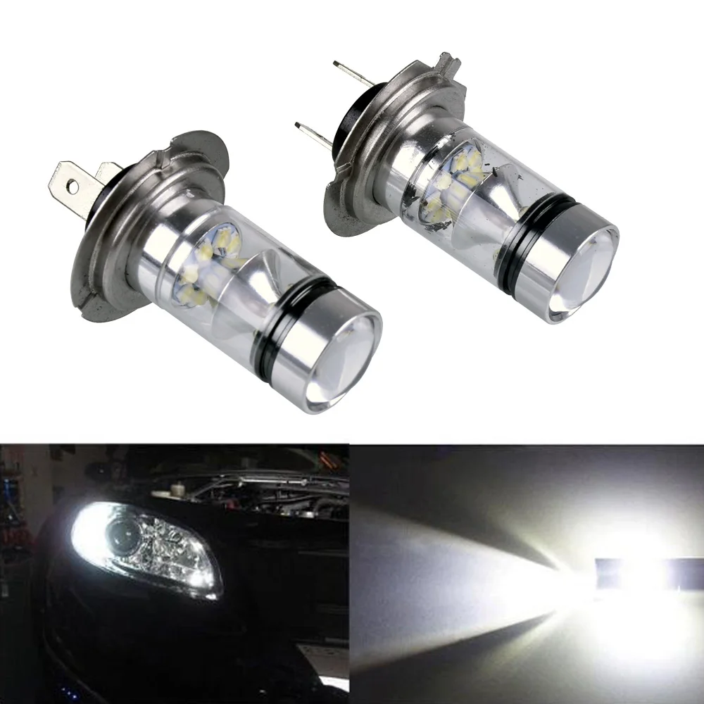 

2Pcs High Power Car LED H4 H7 H8 H11 Fog Light 100W Extremely Bright 6000K LED Lights Bulbs 1000LM Diving Running Light