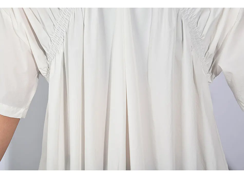 [XITAO] Весна Лето Новое Повседневное платье корейская мода короткий рукав сплошной цвет v-образным вырезом плиссированные оборки женское платье ZLL3142