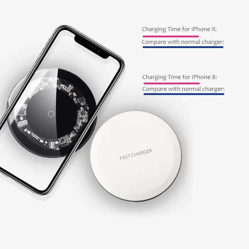 10 Вт Qi Беспроводной Зарядное устройство для iPhone X/8 Видимый быстро зарядки samsung Galaxy