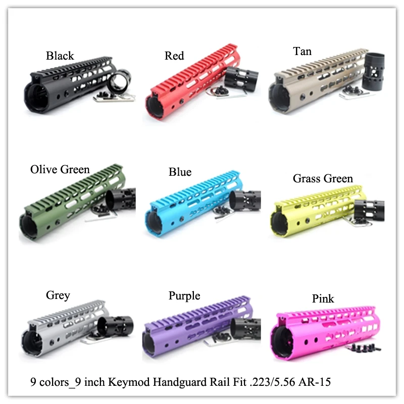 

Aplus 9'' inch Keymod Handguard Rail Free Float Picatiny Mount Sytsem_9 colors Fit .223/5.56 AR-15_Aluminum/Steel Nut
