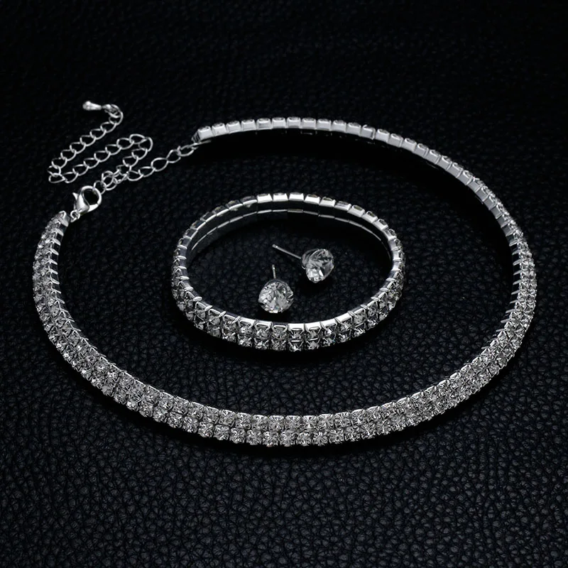 Комплект из колье и серёг с кристаллами|Ювелирные наборы для невесты| |