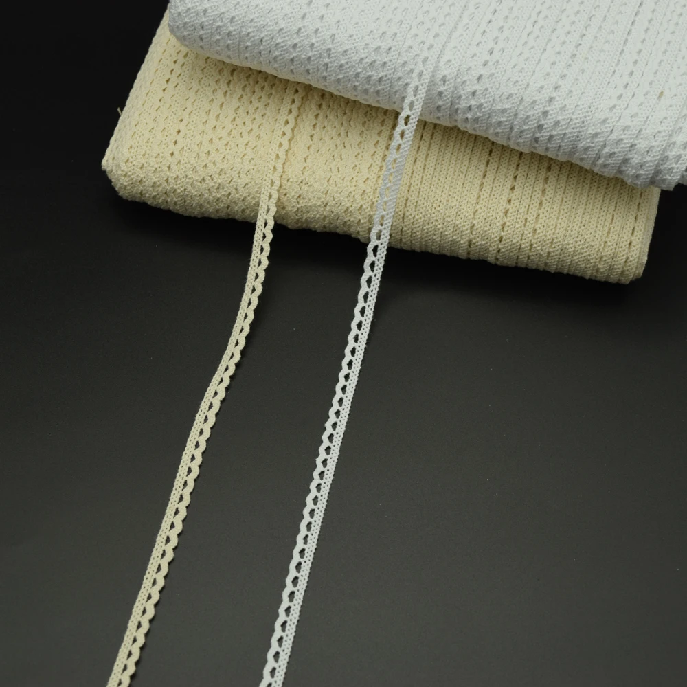 100 ярдов бежево-белое хлопковое кружево женское оптовая продажа ширина 7 мм.