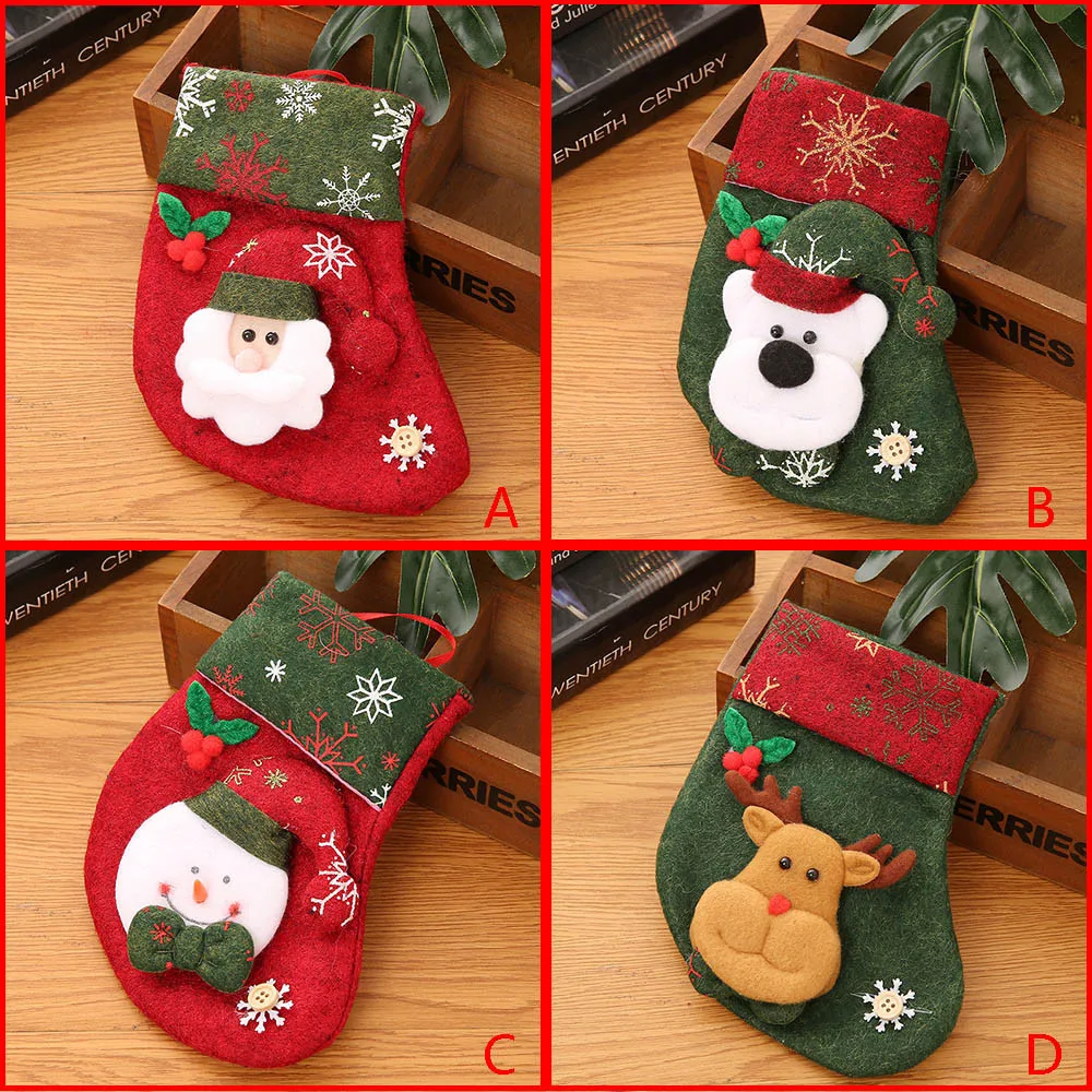 Шт. 1 шт тканевые рождественские чулки носки Санта Клаус Конфеты Подарочная сумка