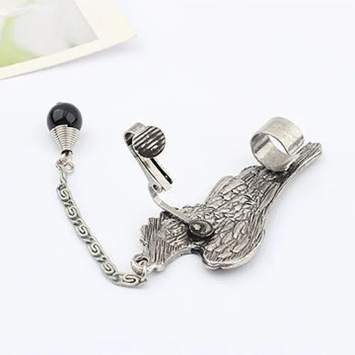 Оптовая продажа винтажная черная эмалированная Ушная манжета в форме крыла с не