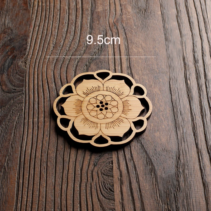 

BalleenShiny Water Lily Lotus Drink Coasters Mat Wooden Round Coaster Table Mat Placemat Kitchen Accessories Decoration Home